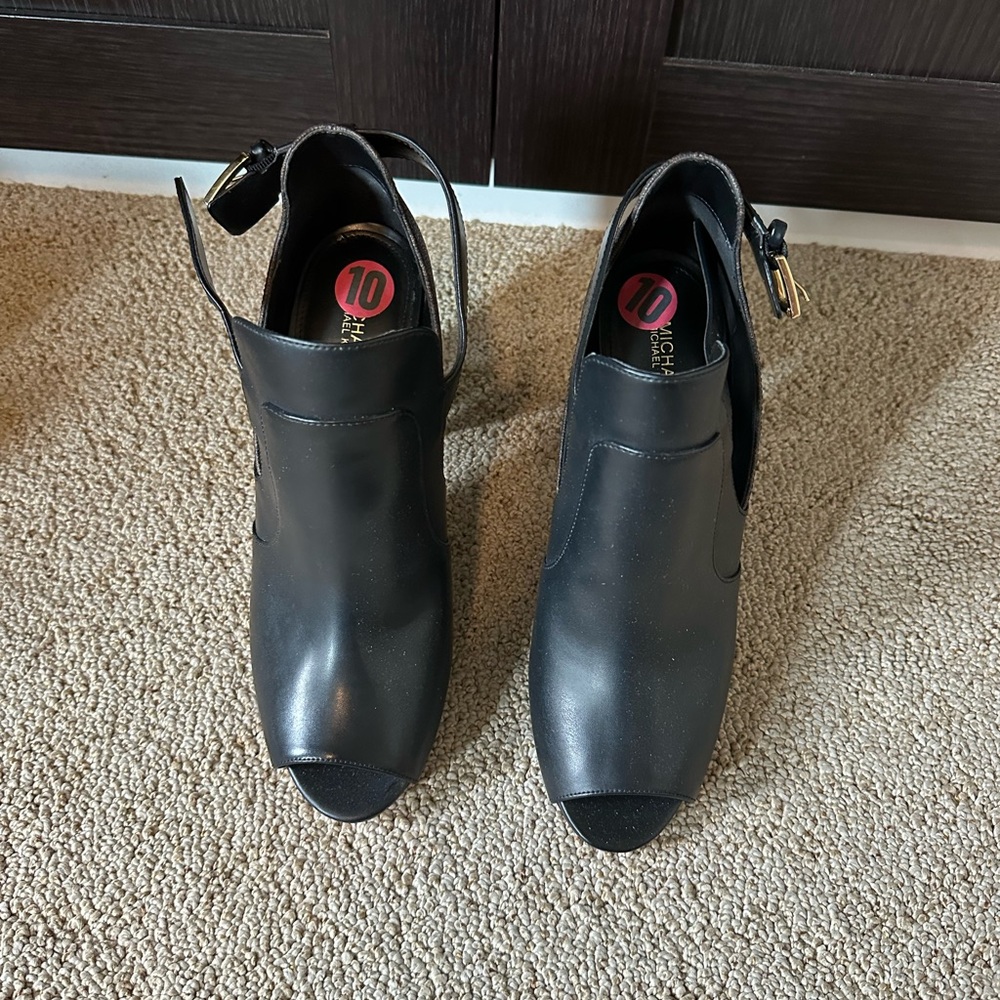 Michael Kors Black Peep-Toe Ankle Booties